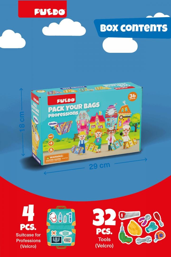 Puedo Toys Jucării Joc Educativ Puedo Toys PUEDOK1933 | Fa-ti Bagajul Profesii, Spuma EVA