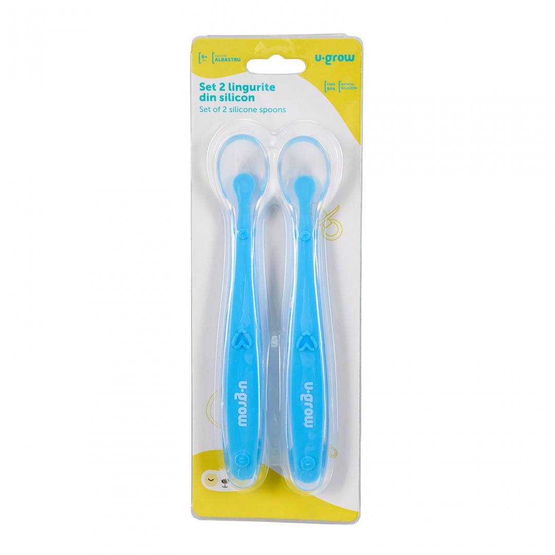 U-Grow Alimentație bebe Set 2 Lingurite Silicon U-Grow UG-032LB | Light Blue, Bebe