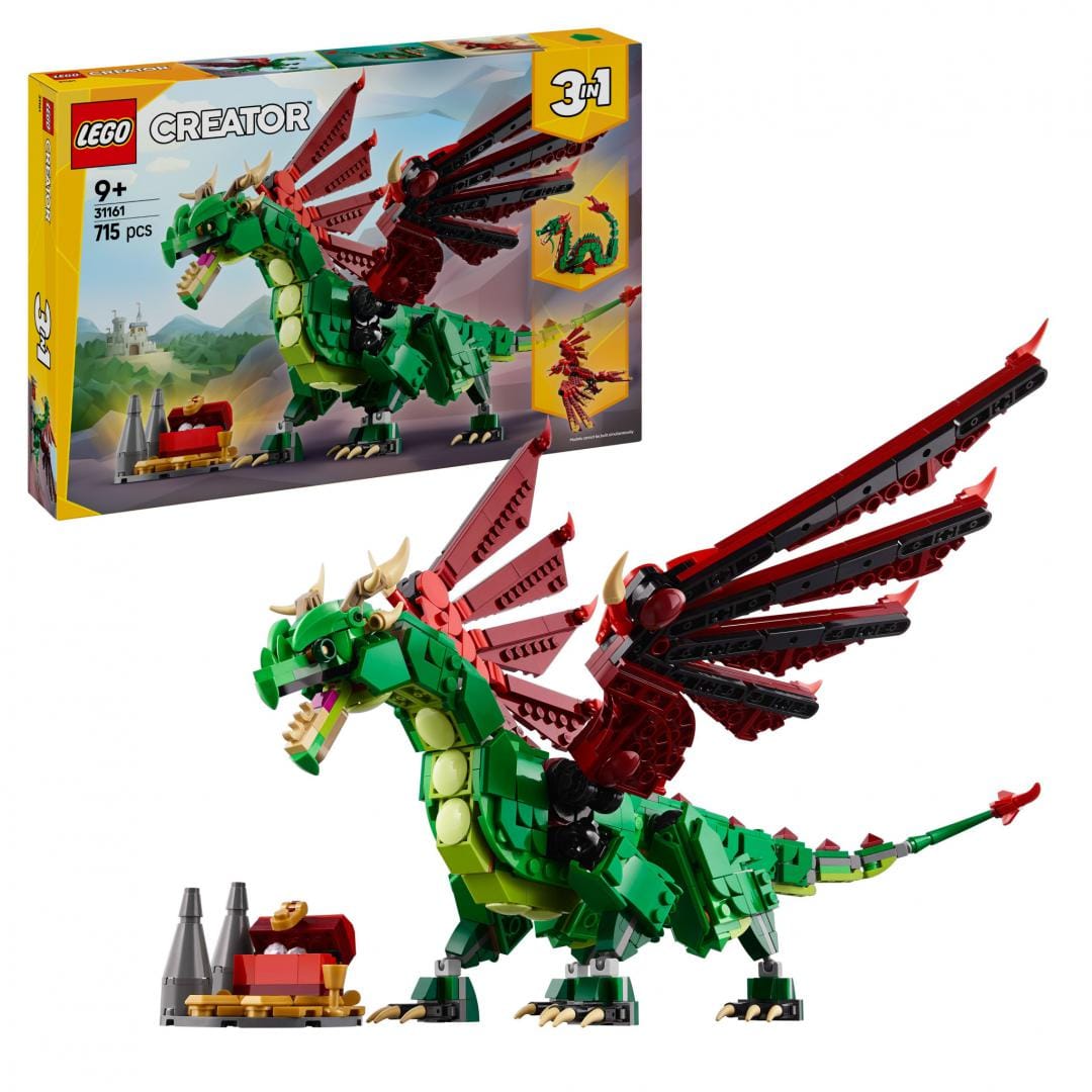 Lego Jucării Set Constructie LEGO Creator 3-in-1 31161 | Dragon Medieval, 3 Modele, Cadou