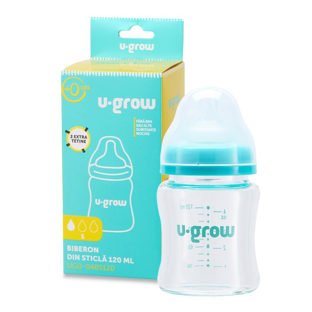 U-Grow Alimentație bebe Biberon Sticla U-Grow UG0-04BS120 | 120ml, 2 Tetine Extra