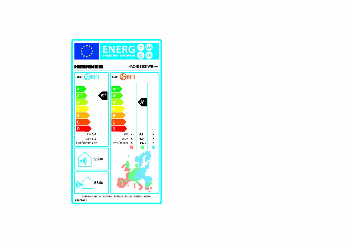 Heinner Aparat aer conditionat Aparat Aer Conditionat Heinner HAC-HS18KITWIFI++ | 18000 BTU, Inverter, WiFi, Clasa A++
