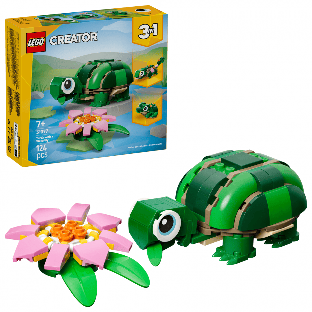 Lego Jucării Set Constructie LEGO Creator 3-in-1 31377 | Broasca-Testoasa, Floare Nufar, Cadou