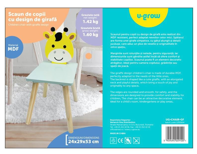 U-Grow Îngrijire bebe Scaun Copii U-Grow UG-CHAIR-GF | MDF, Design Girafa