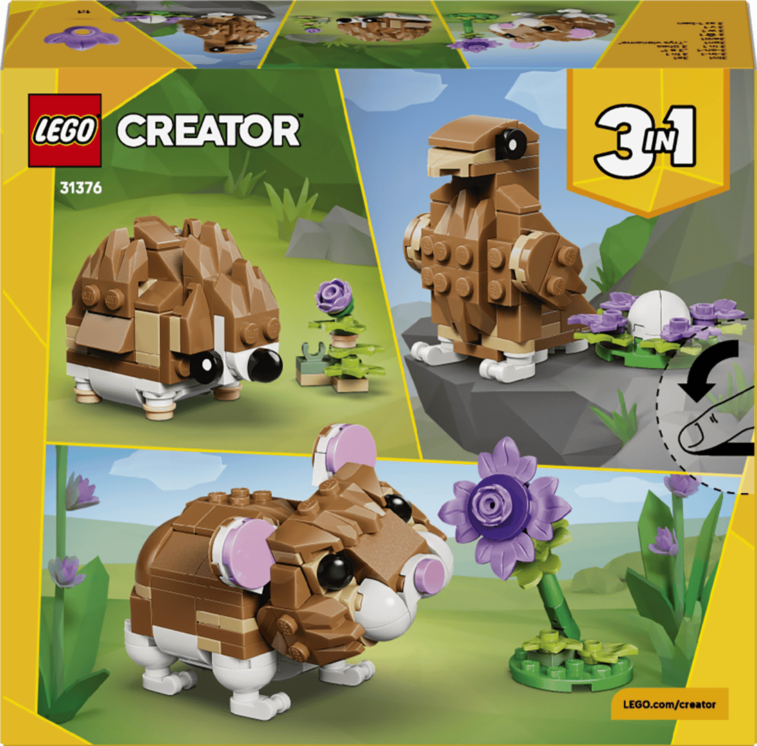 Lego Jucării Set Constructie LEGO Creator 31376 | Hamster Adorabil cu Floare, Cadou