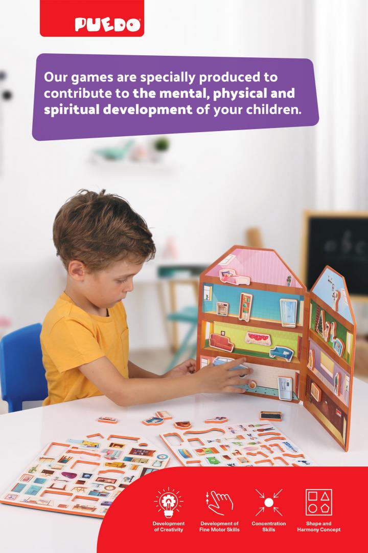 Joc Magnetic din Spuma EVA, Construieste-ti Casa, Puedo — Puedo Toys