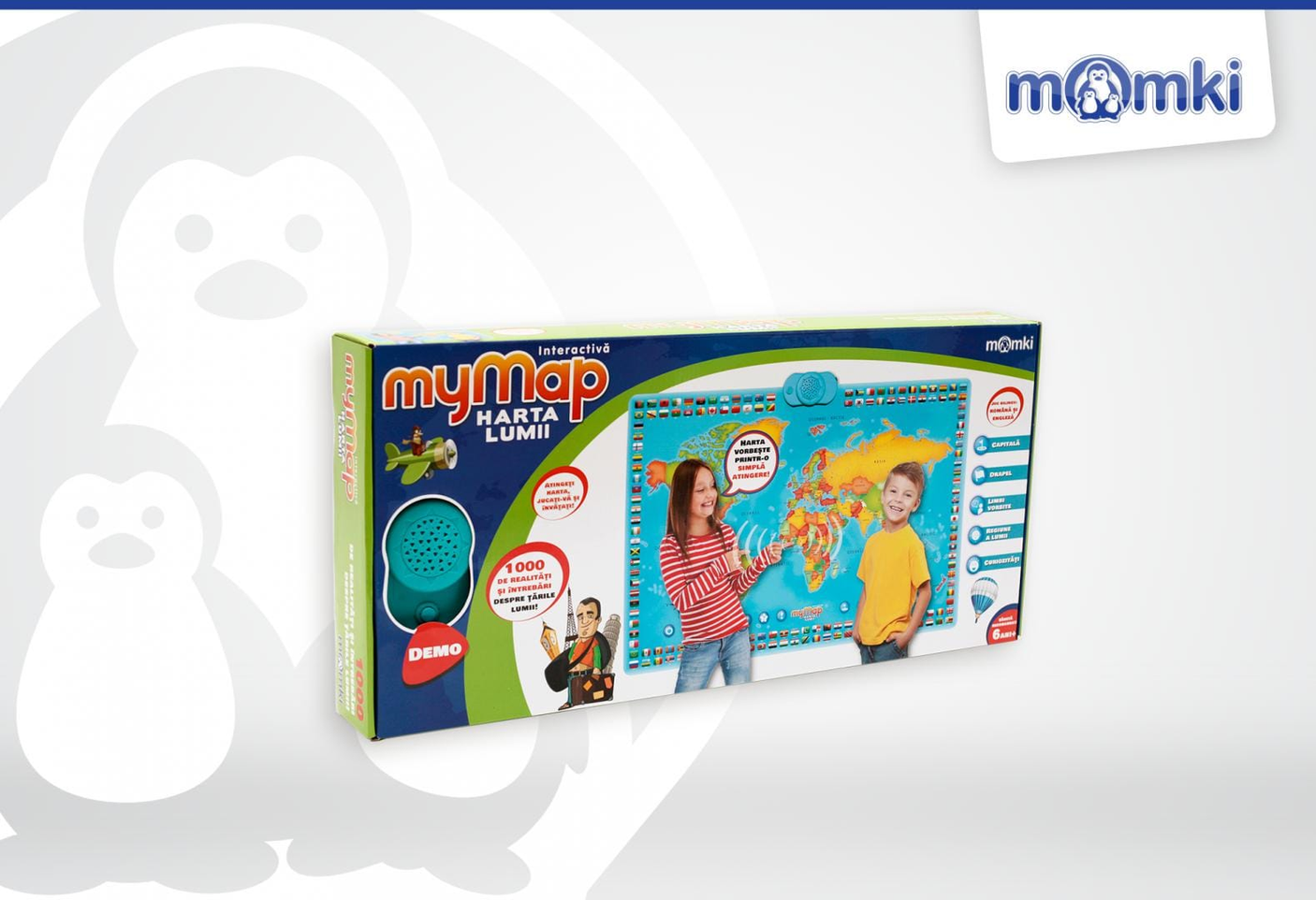 MomKi Jucării Jucarie Educativa MomKi ZN0001 | Harta Interactiva, Bilingva Ro-En, Lumii