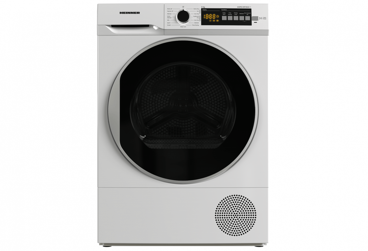 Heinner Uscator de rufe Uscator de rufe Heinner HHPD-V8T2KA++ | 8kg, Pompa de caldura, A++, Alb, 60.9x59.6x84.5cm