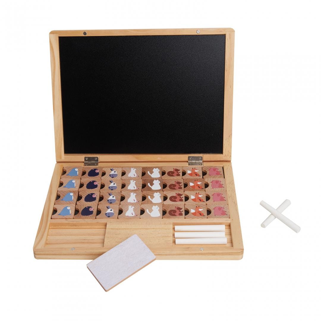 MomKi Jucării Jucarie Educativa MomKi MKT1125 | Tabla din Lemn, 39 Piese, Magnetica