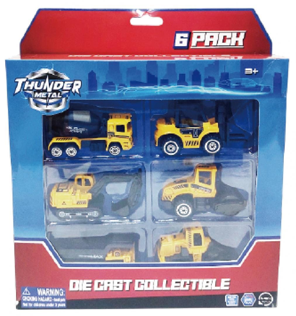 Cevodle Jucării Macheta Cevodle CEV64015-0001MIX | Set 6 Utilaje Die Cast, Scara 1/64, 7.5cm