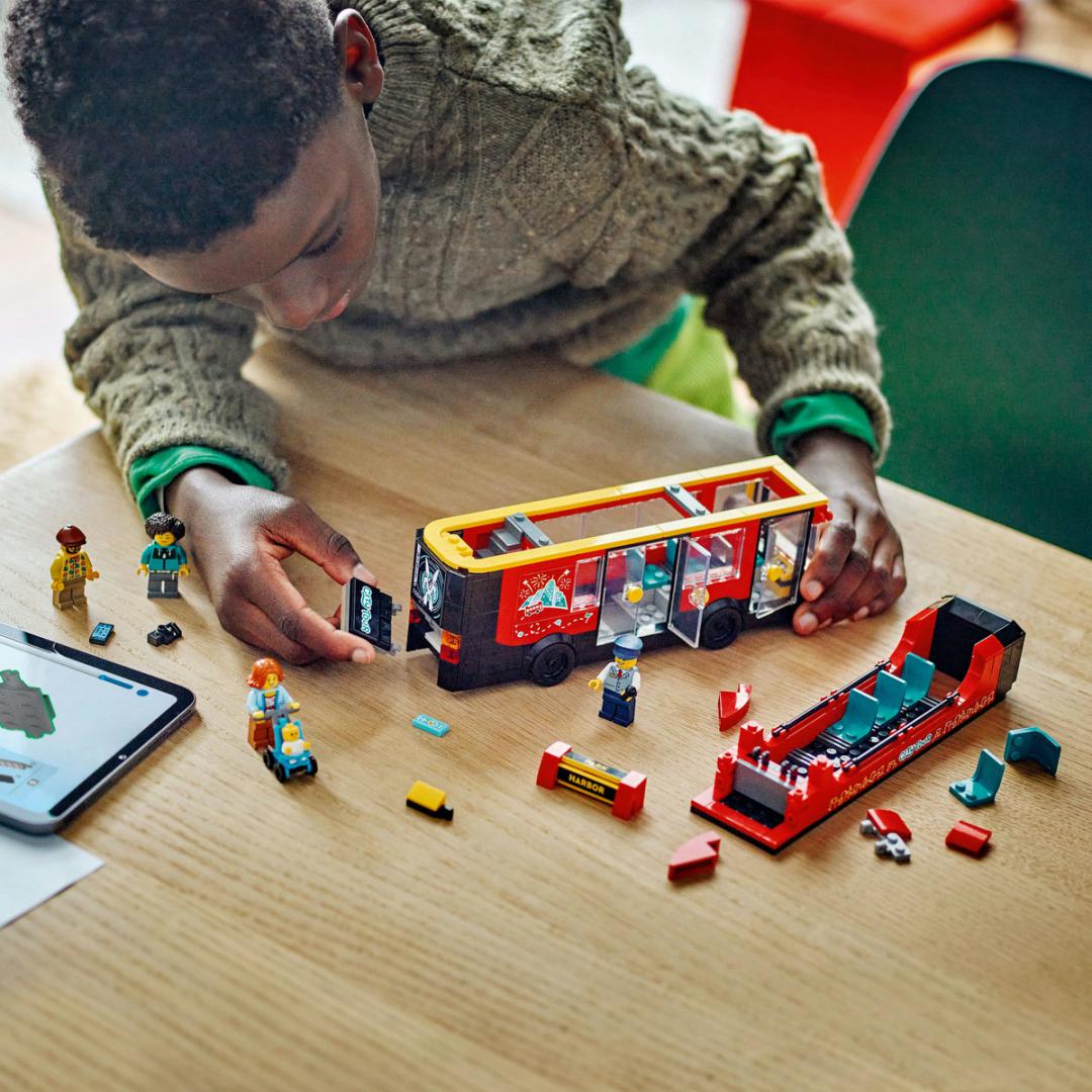 Lego Jucării Set Constructie LEGO City 60407 | Autobuz Turistic Rosu cu Etaj, Cadou