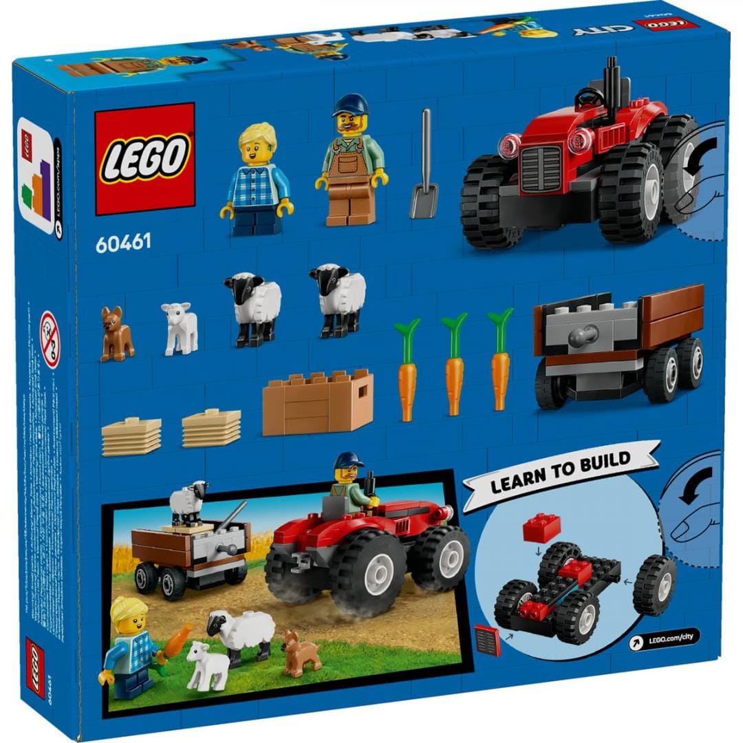 Lego Jucării Set Constructie LEGO City 60461 | Tractor Ferma, Remorca, Oi, Rosu