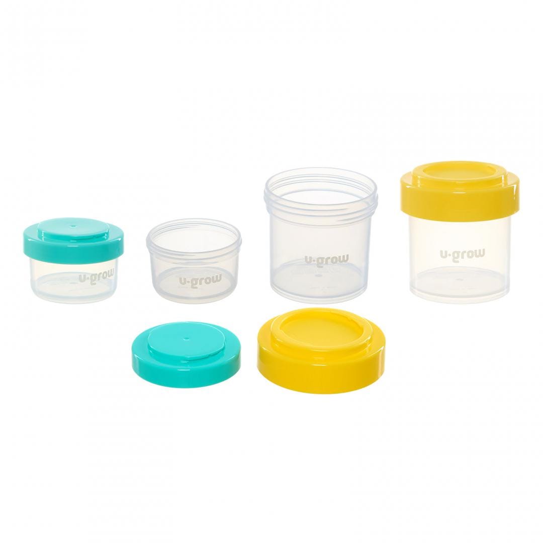 U-Grow Alimentație bebe Recipient Depozitare Alimente U-Grow A-1555 | 8 Buc, 4x80ml + 4x220ml, Cu Capac, Silicon
