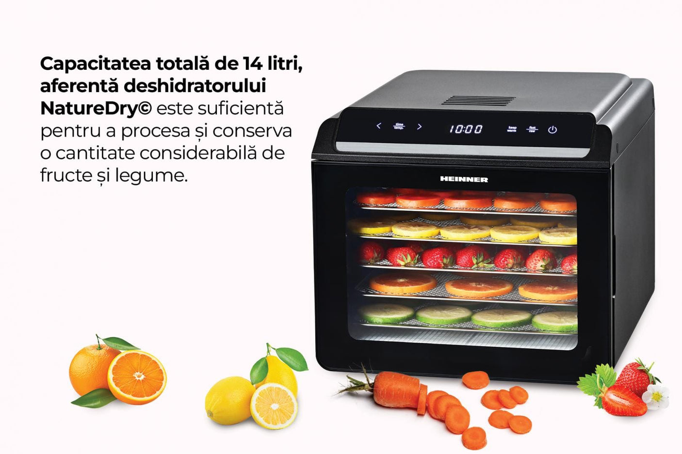 Heinner Deshidrator Deshidrator Heinner NatureDry HFD-KD600BK | 600W, 6 Tavi, Timer, Negru