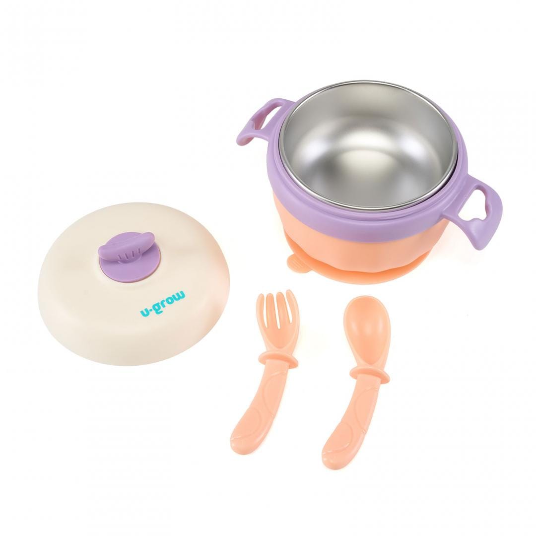 U-Grow Alimentație bebe Bol Termic U-Grow UG-235PP | Lingurita, Furculita, Baza Antialunecare, Mov