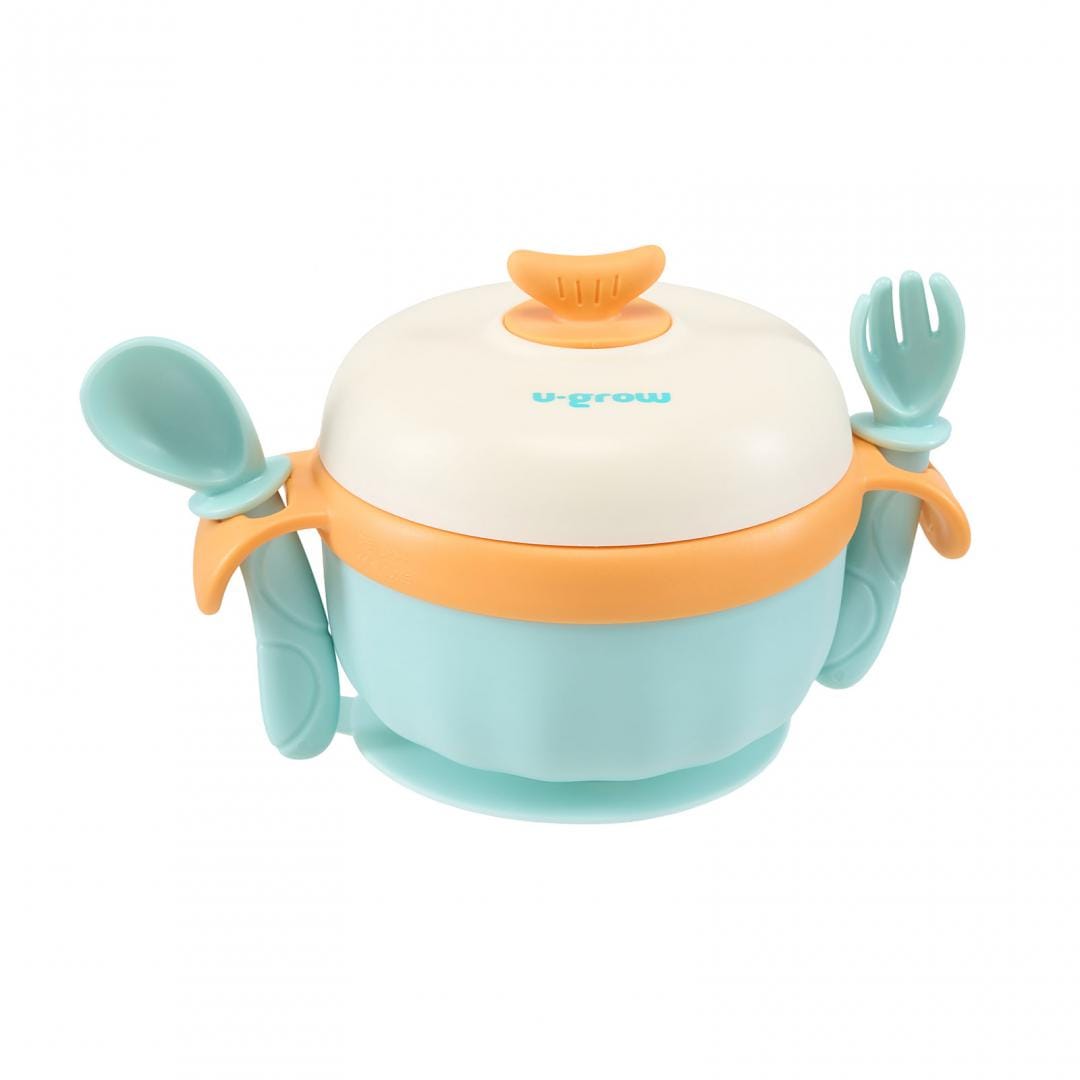 U-Grow Alimentație bebe Bol Termic U-Grow UG-235BL | Lingurita, Furculita, Baza Antialunecare, Blue