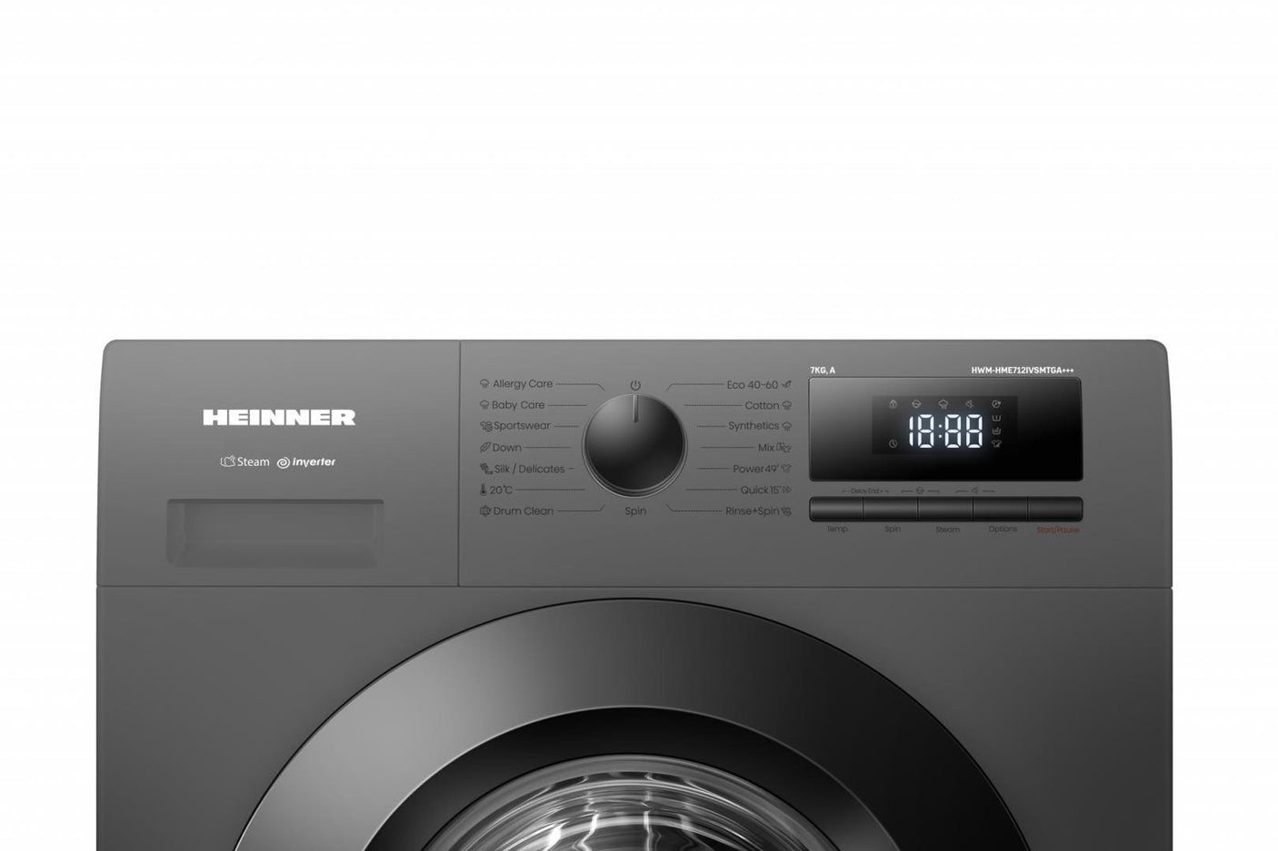 Heinner Masina de spalat rufe Masina de spalat rufe slim Heinner HWM-HME712IVSMTGA+++ | 7kg, 1200RPM, A, Inverter, Display