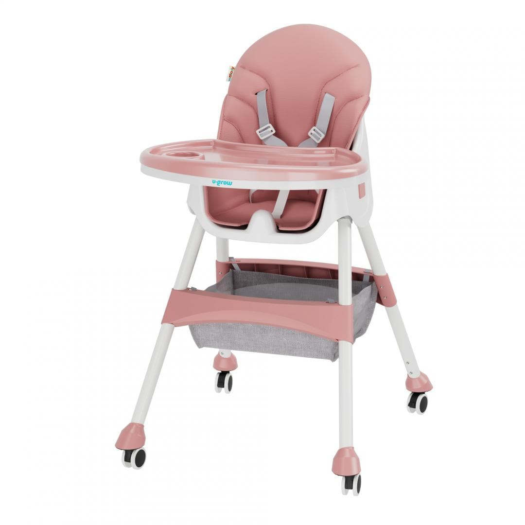 U-Grow Puericultură Scaun de Masa Copii U-Grow UG-502-PK | 2 in 1, Pliabil, Roz