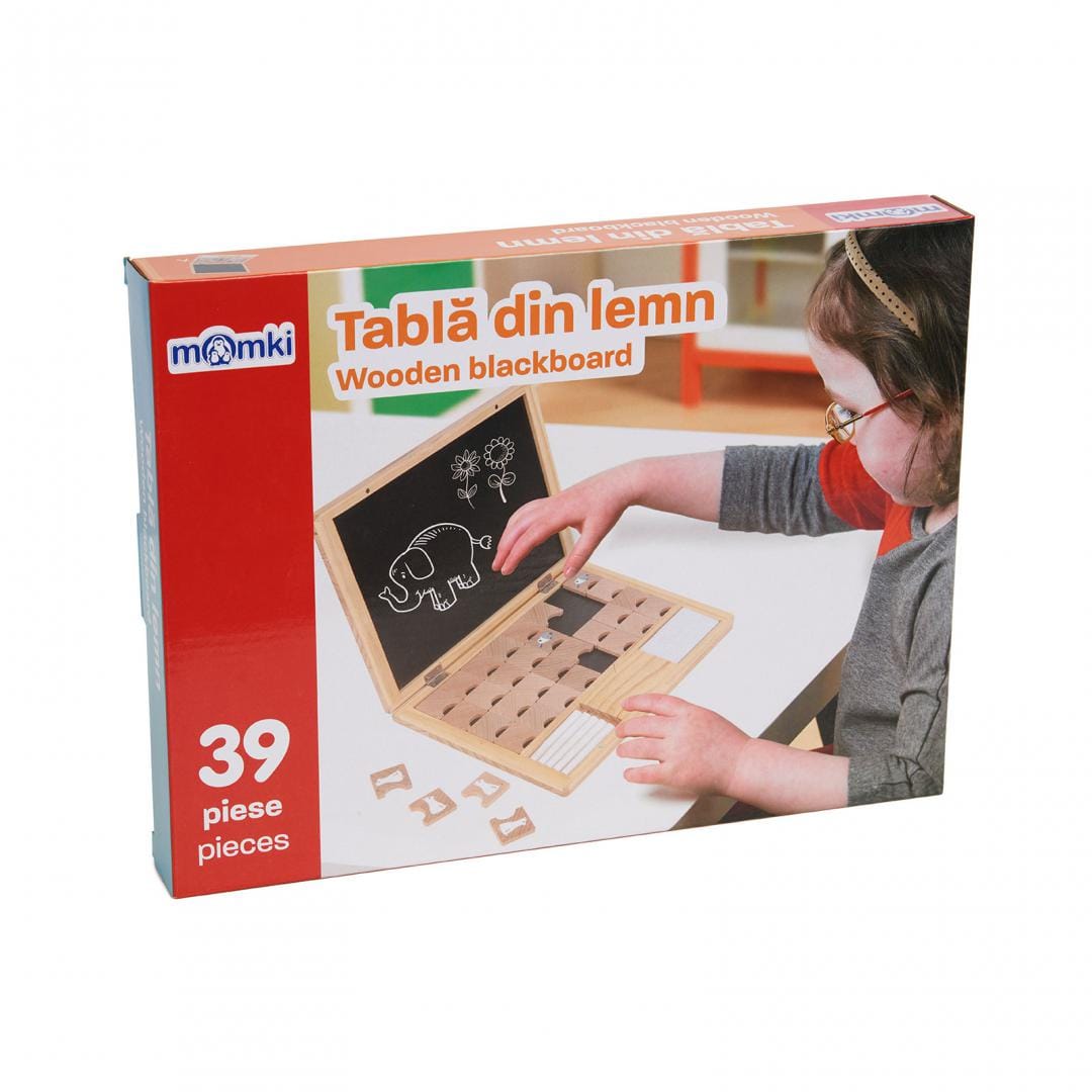 MomKi Jucării Jucarie Educativa MomKi MKT1125 | Tabla din Lemn, 39 Piese, Magnetica