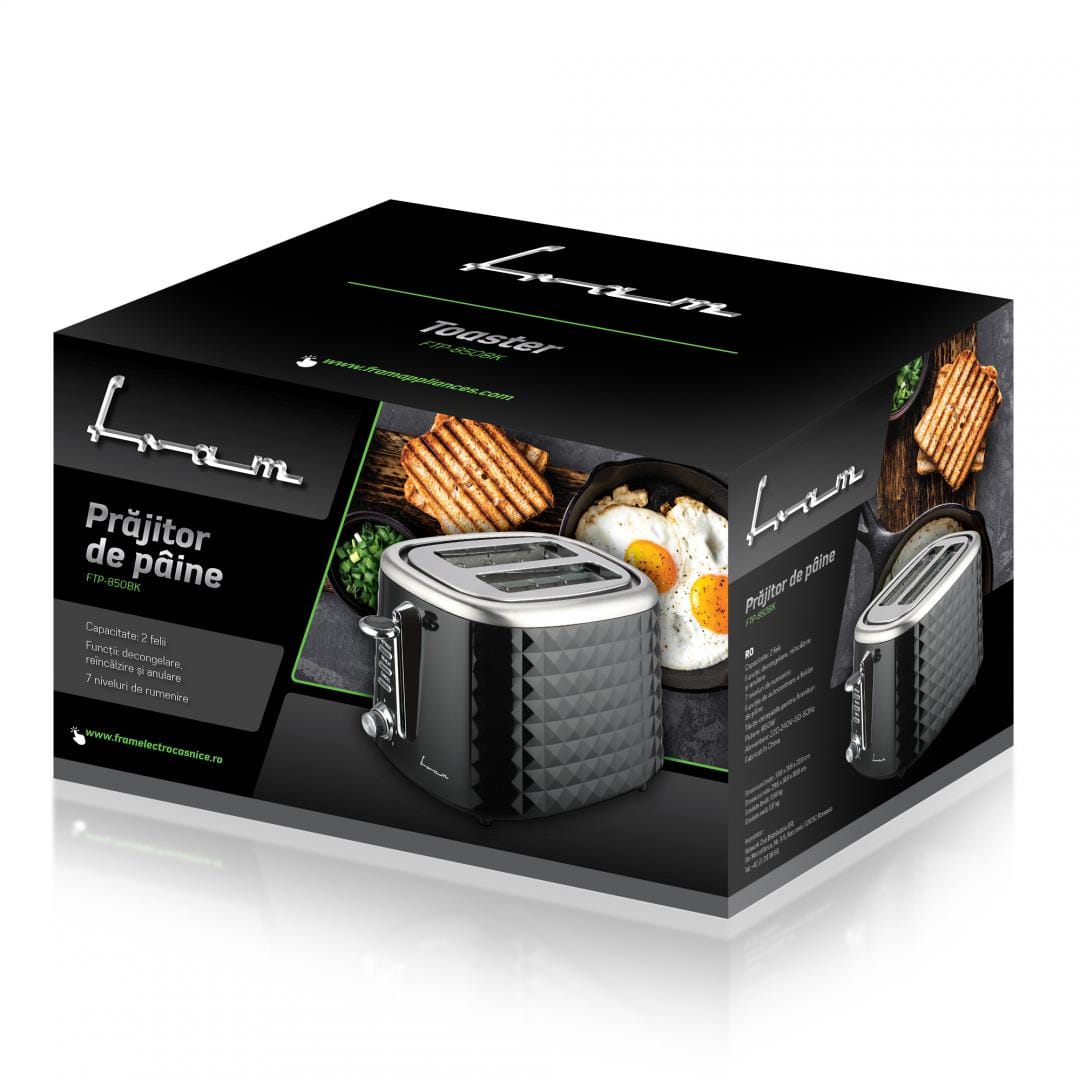 Fram Prajitor de paine Prajitor de Paine Fram FTP-850BK | 850W, 2 Felii, Negru