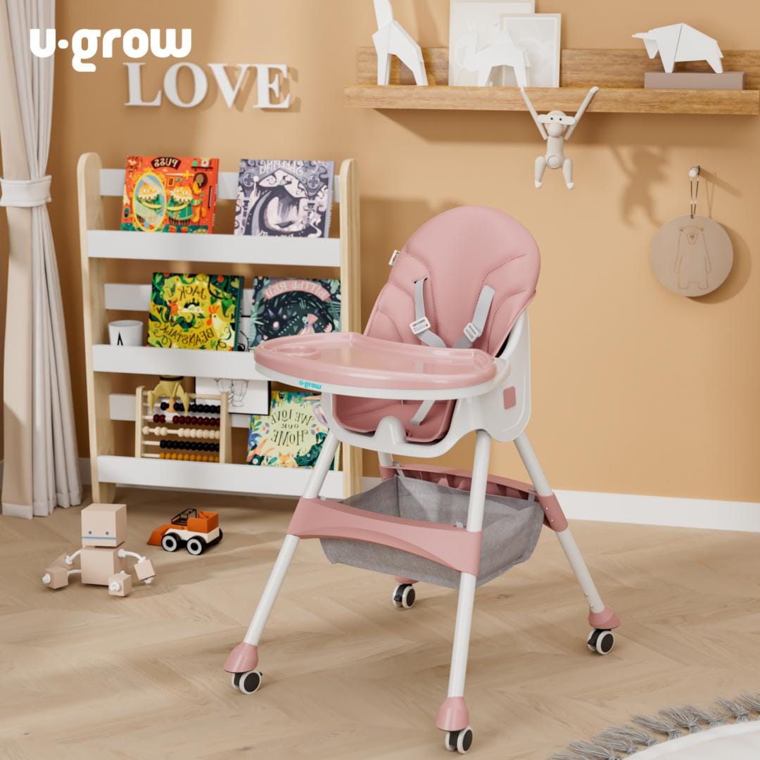 U-Grow Puericultură Scaun de Masa Copii U-Grow UG-502-PK | 2 in 1, Pliabil, Roz