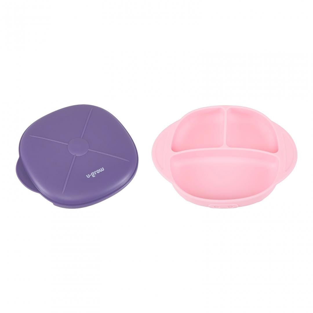 U-Grow Alimentație bebe Farfurie Silicon U-Grow UG-239PP | Cu Capac, Mov