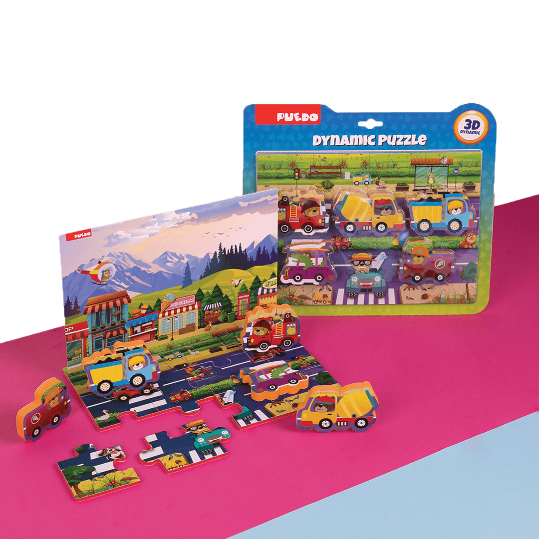 Puedo Toys Jucării Puzzle Puedo Toys PUEDOB2216 | Spuma EVA, Masini si Semne Circulatie, 17 Piese