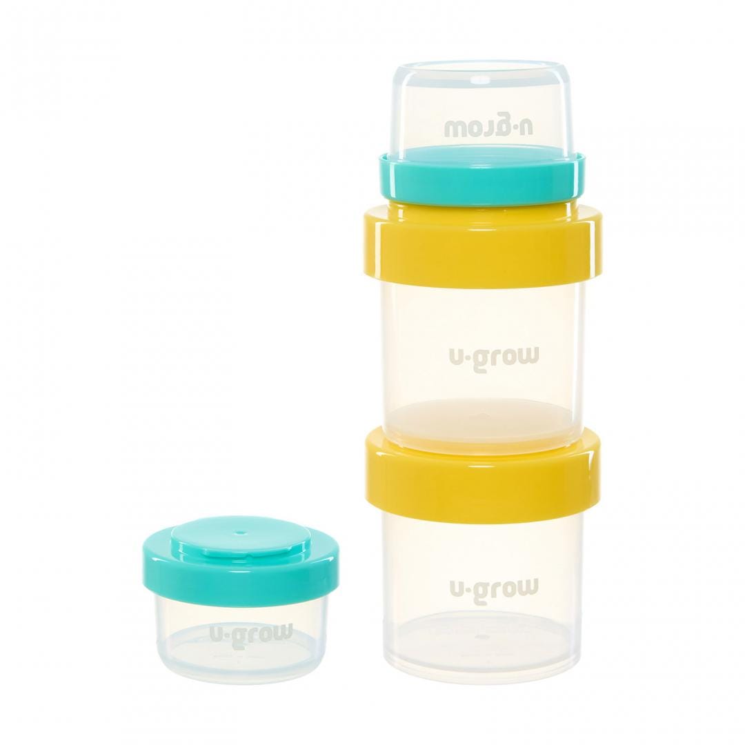 U-Grow Alimentație bebe Recipient Depozitare Alimente U-Grow A-1555 | 8 Buc, 4x80ml + 4x220ml, Cu Capac, Silicon
