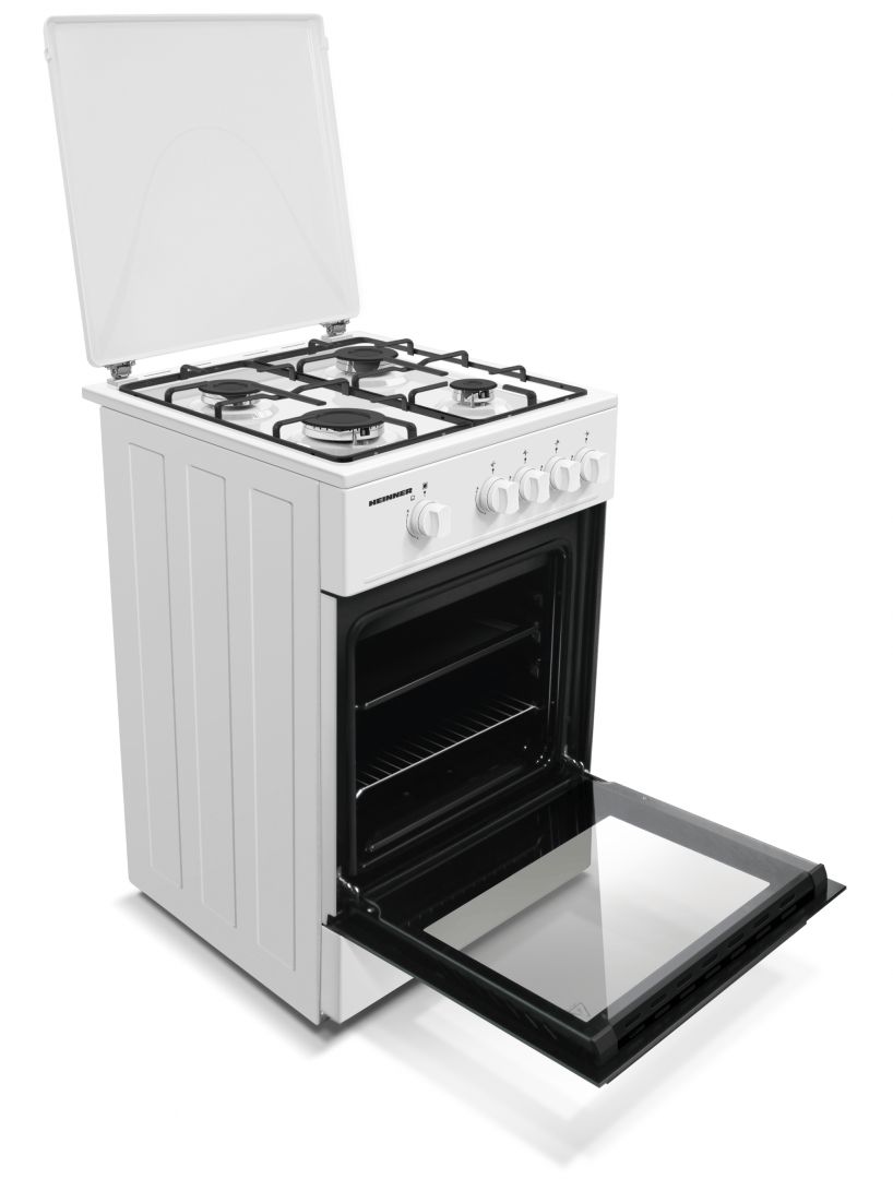 Heinner Aragaz Aragaz Gaz Heinner HFSC-K50WH | 50cm, 4 Arzatoare, Alb, 50x49.5x85cm