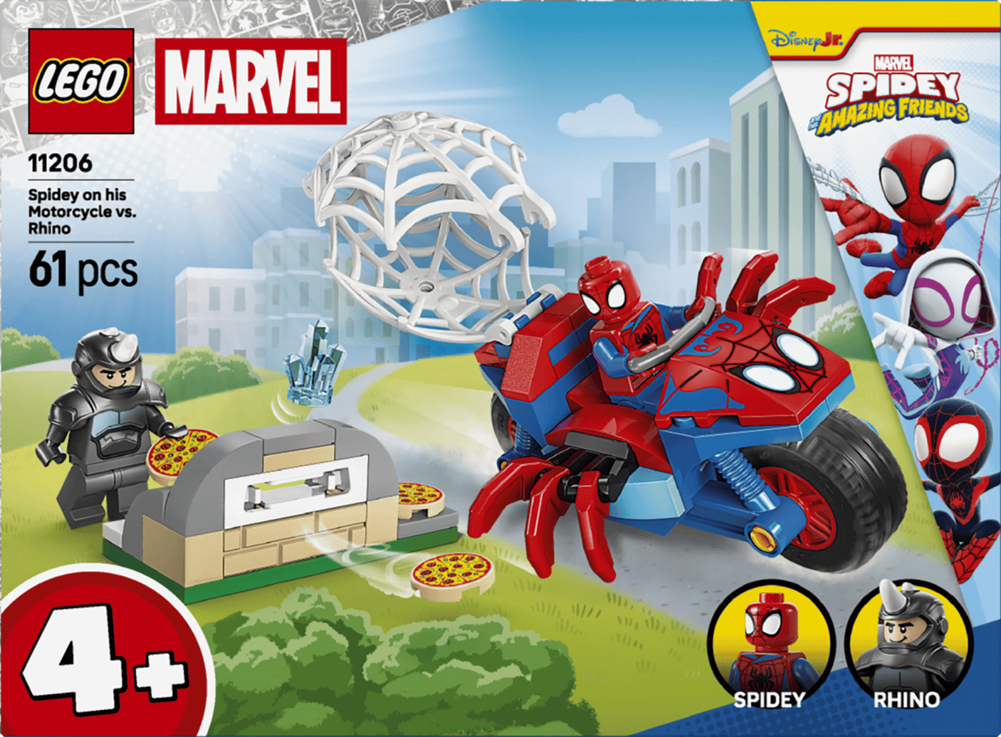 Lego Jucării Set Constructie LEGO 11206 | Spidey pe Motocicleta vs Rhino, Cadou