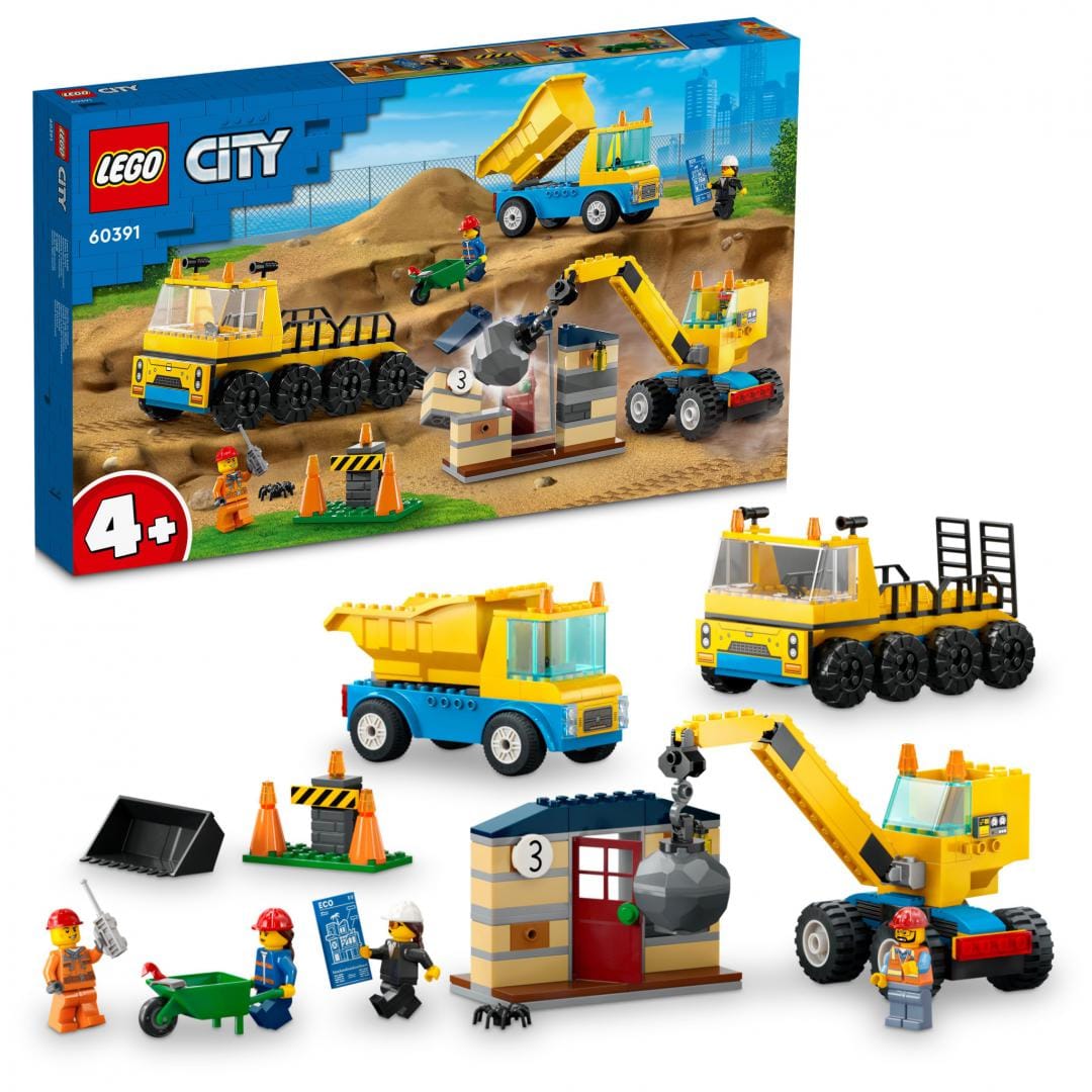 Lego Jucării Set Constructie LEGO City 60391 | Camioane Constructii & Macara cu Bila