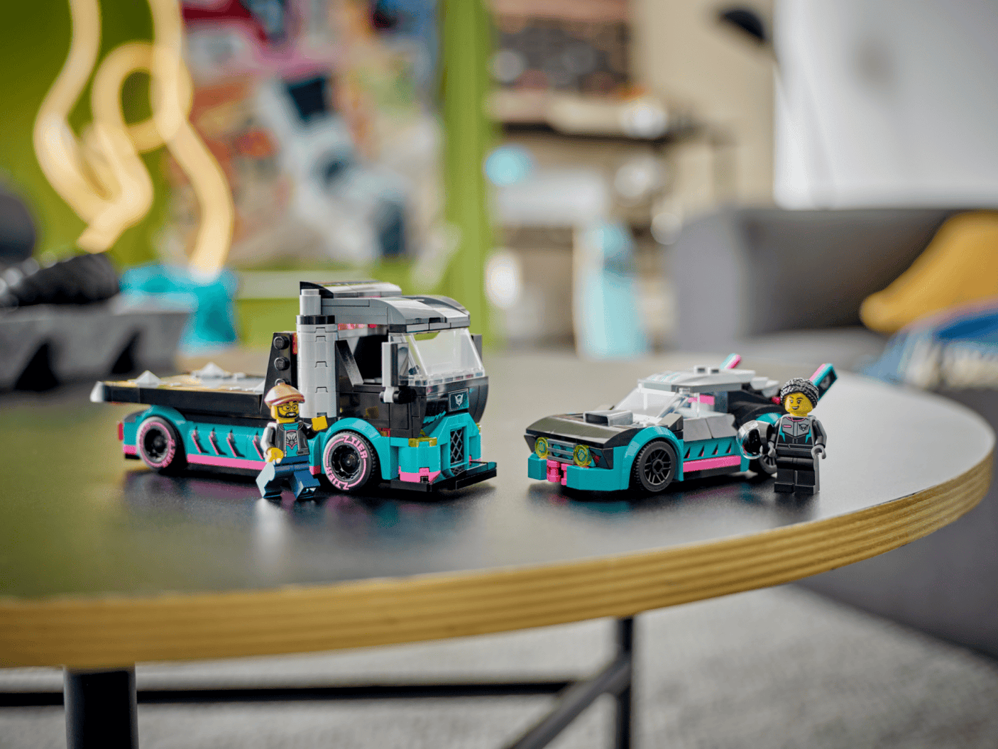 Lego Jucării Set Constructie LEGO City 60406 | Masina Curse si Camion Transport, Cadou