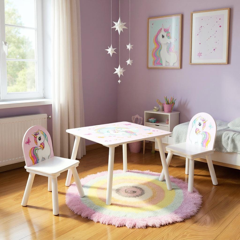 U-Grow Puericultură Set 2 Scaune + Birou U-Grow UGMB01-UNC | Unicorns, Copii