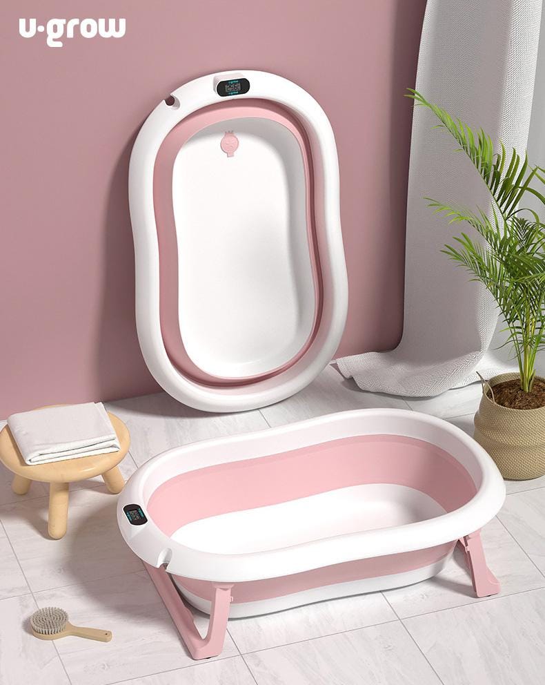 U-Grow Îngrijire bebe Cadita Bebelusi U-Grow UGCT-0055-PK | Pliabila, Termometru Digital, Pernuta, Roz