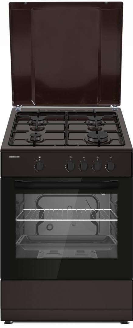 Heinner Aragaz Aragaz Gaz Heinner HFSC-SME66IBRW | 60cm, 4 Arzatoare, Cuptor Electric, Inox, 59.8x61x86cm