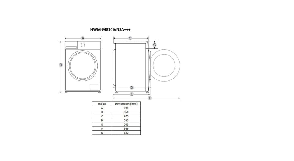 Heinner Masina de spalat rufe Masina de spalat rufe slim Heinner HWM-M814IVNSA+++ | 8kg, 1400RPM, Clasa A, Inverter, Argintiu, 59.5x47.5x85cm