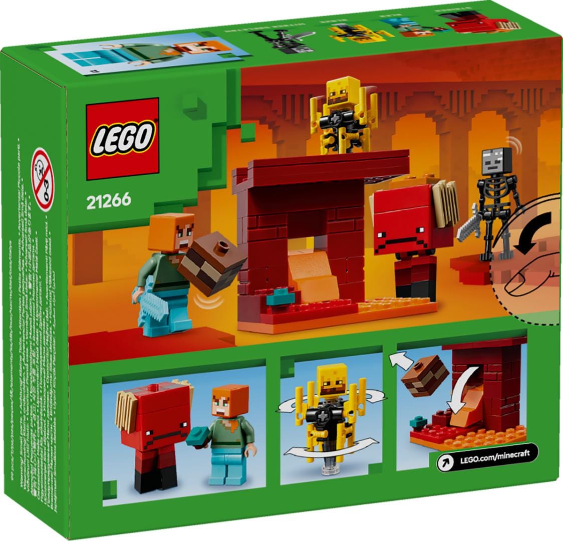 Lego Jucării Set Constructie LEGO Minecraft 21266 | Batalie Deasupra Lavei in Nether, 291 Piese, 8+