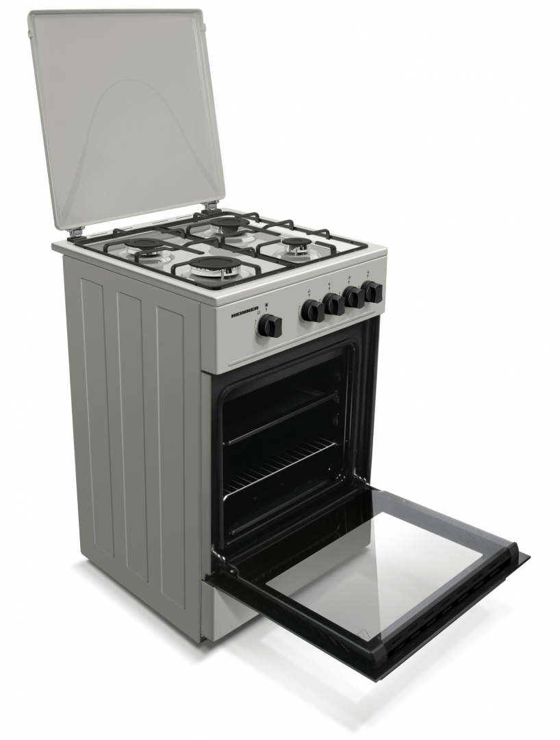 Heinner Aragaz Aragaz Gaz Heinner HFSC-K50SL | 50cm, 4 Arzatoare, Capac Sticla, 50x50x85cm