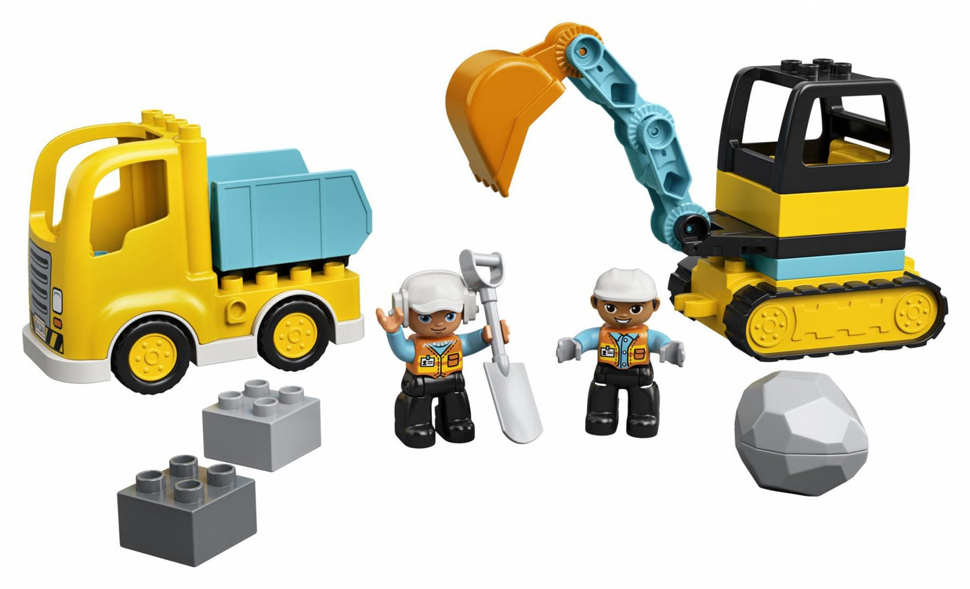 Lego Jucării Set Constructie LEGO Duplo 10931 | Camion si Excavator pe Senile, Cadou