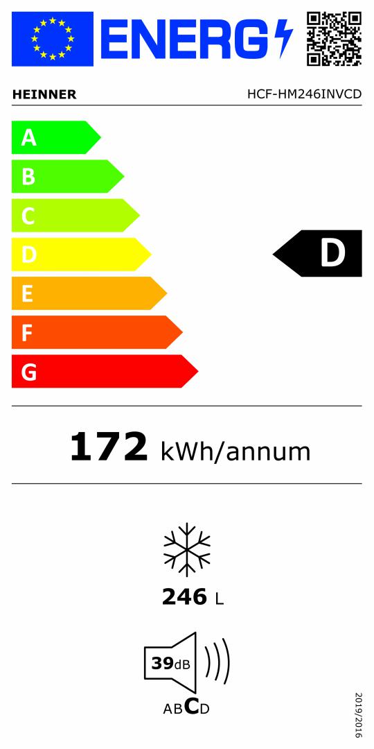 Heinner Lada frigorifica Lada Frigorifica Heinner HCF-HM246INVCD | 246L, Clasa F, Alb