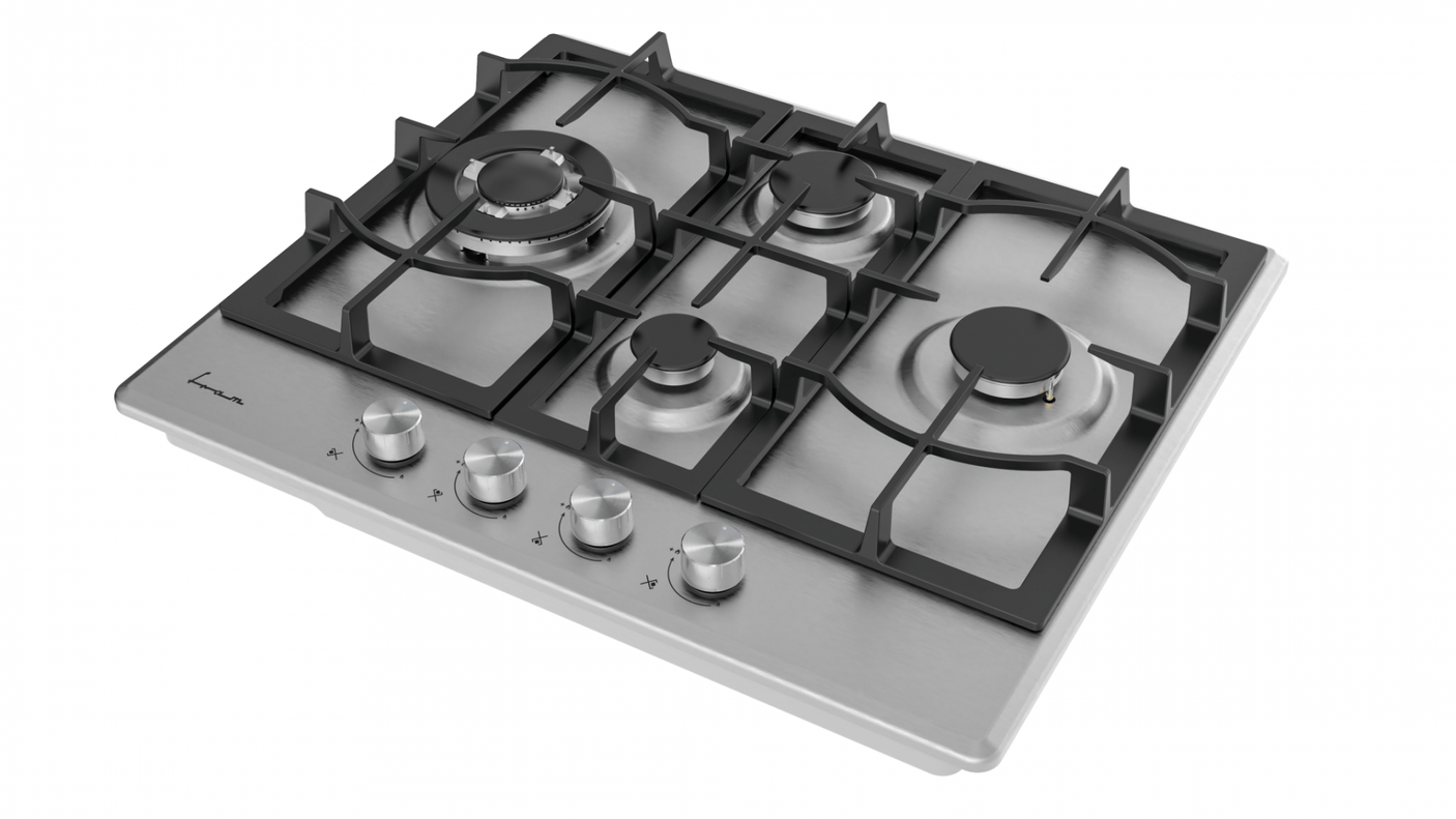 Fram Plita pe gaz Plita Incorporabila Fram FBH-M4IWF-SS | 4 Arzatoare, WOK, Gratar Fonta, Inox, 60cm
