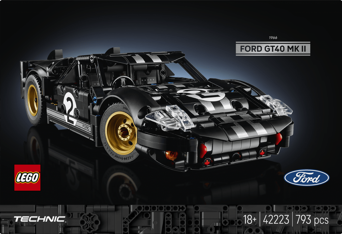 Lego Jucării Set Constructie LEGO Technic 42223 | Masina de Curse 1966 Ford, Multicolor, 8+