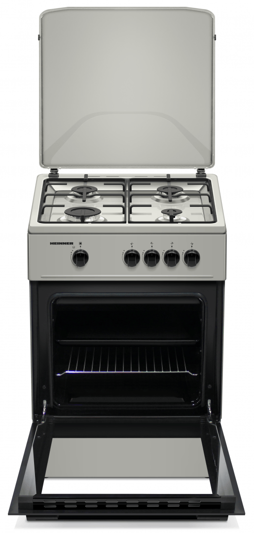 Heinner Aragaz Aragaz Gaz Heinner HFSC-K6060SL | 60cm, 4 Arzatoare, Capac Sticla, 60x60x85cm