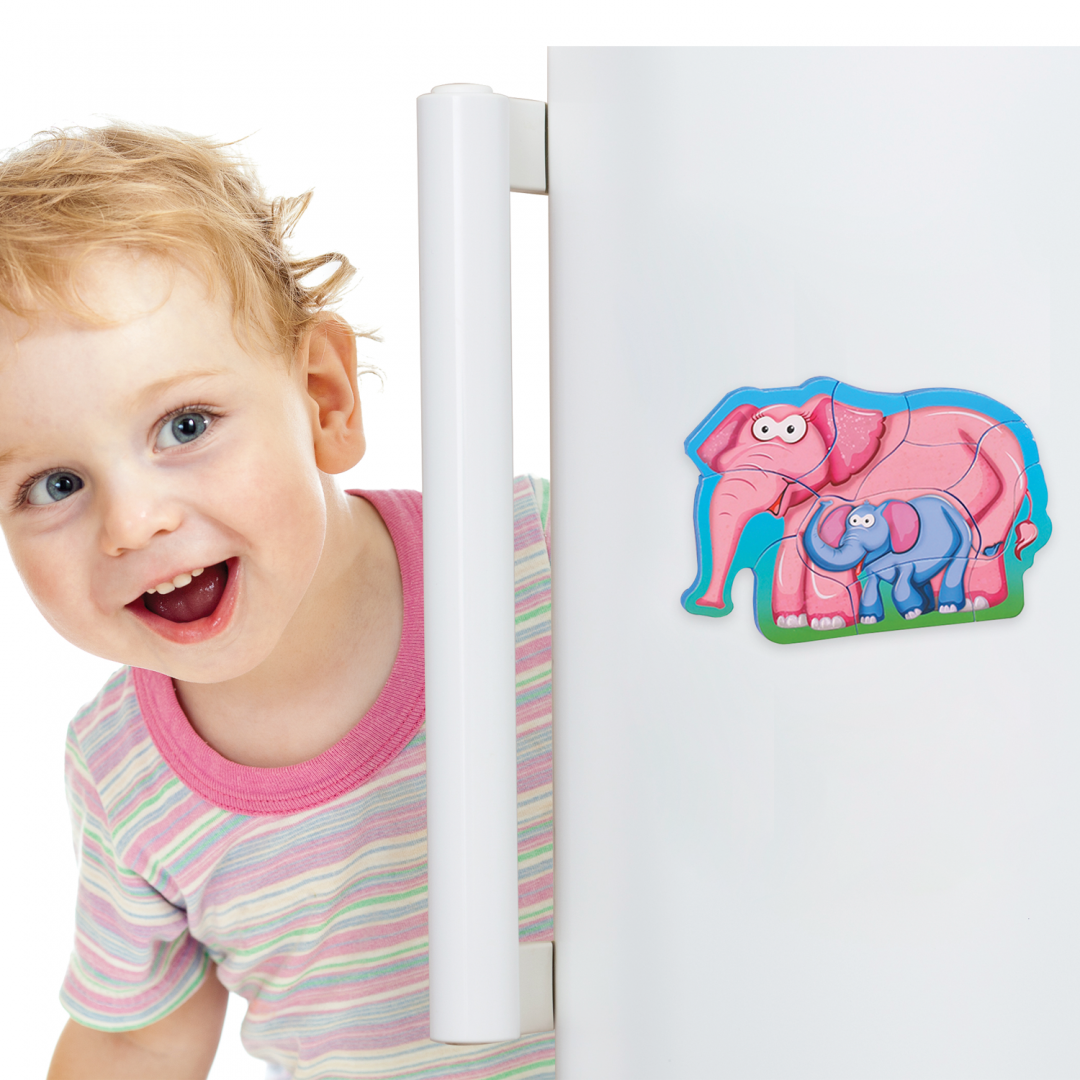 Puzzle din Spuma Eva-mama și Puiul Elefant, 8 Piese, Puedo — Puedo Toys