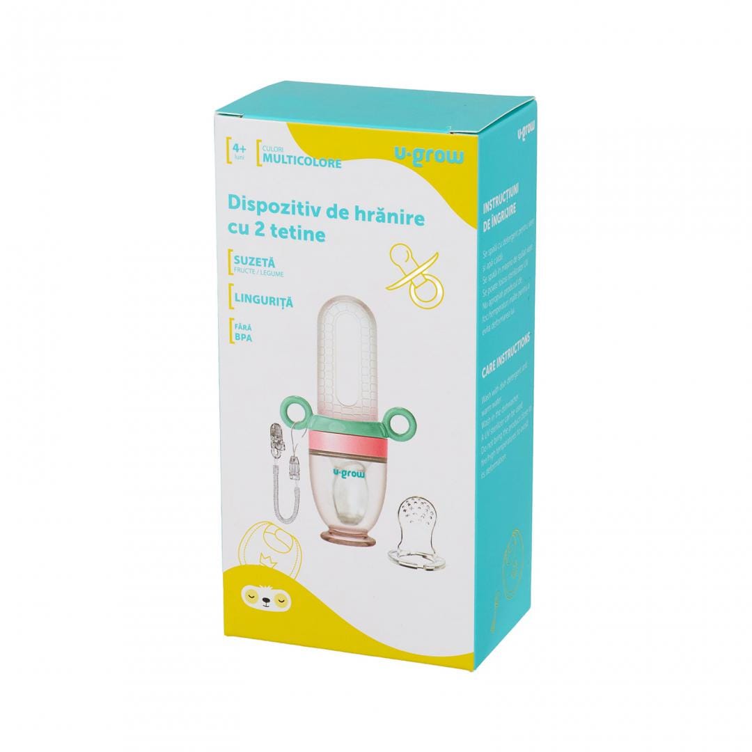 U-Grow Puericultură Dispozitiv Hranire Bebelusi U-Grow UG-236 | 2 Tetine, Suzeta Fructe, Lingurita