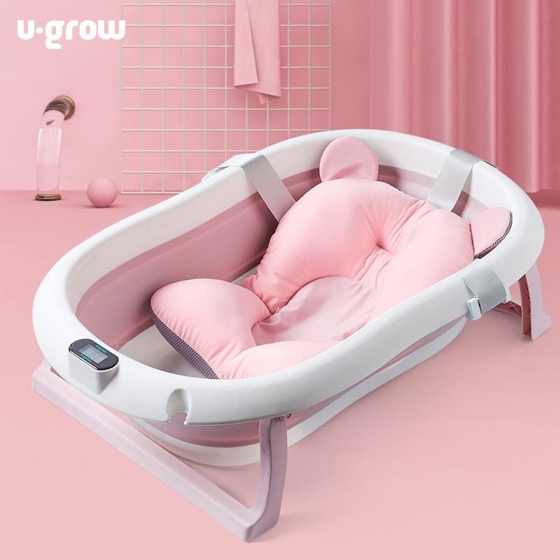 U-Grow Îngrijire bebe Cadita Bebelusi U-Grow UGCT-0055-PK | Pliabila, Termometru Digital, Pernuta, Roz