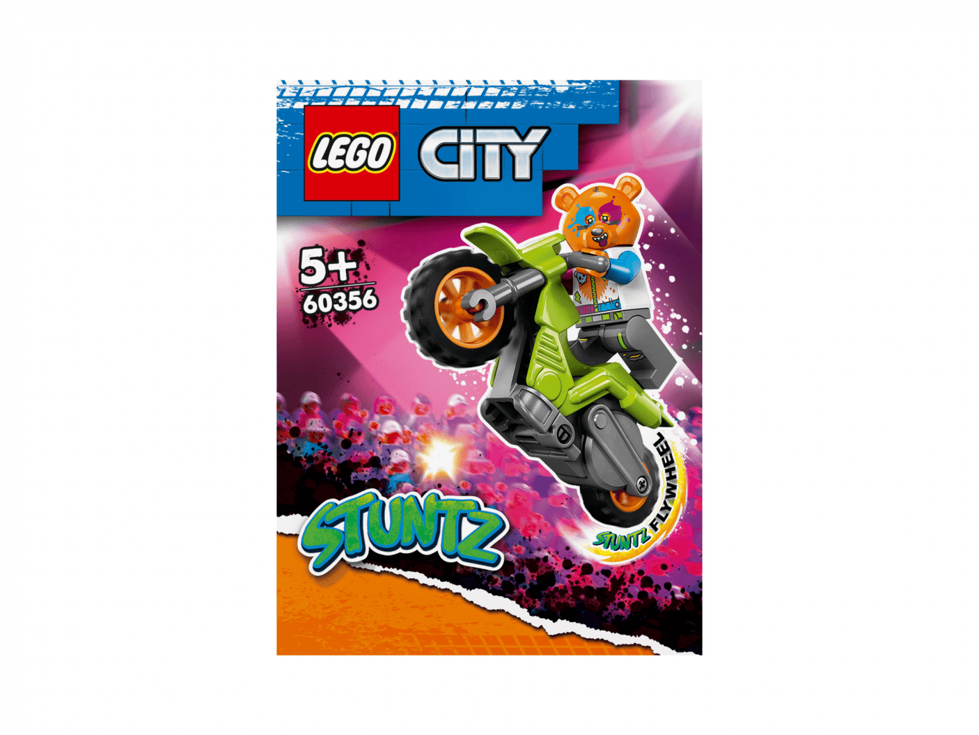 Lego Jucării Set Constructie LEGO City 60356 | Motocicleta Cascadorie cu Urs, Cadou