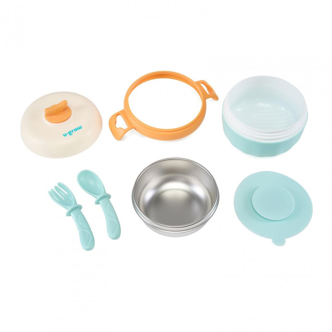 U-Grow Alimentație bebe Bol Termic U-Grow UG-235BL | Lingurita, Furculita, Baza Antialunecare, Blue