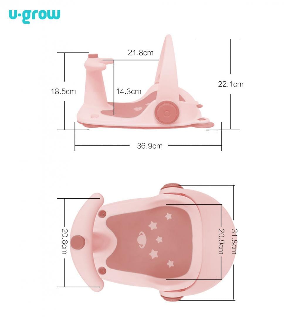 U-Grow Îngrijire bebe Scaun Baie Bebe U-Grow UGSB-0097-PK | Cu Ghidon, Spatar Reglabil, Roz Pal