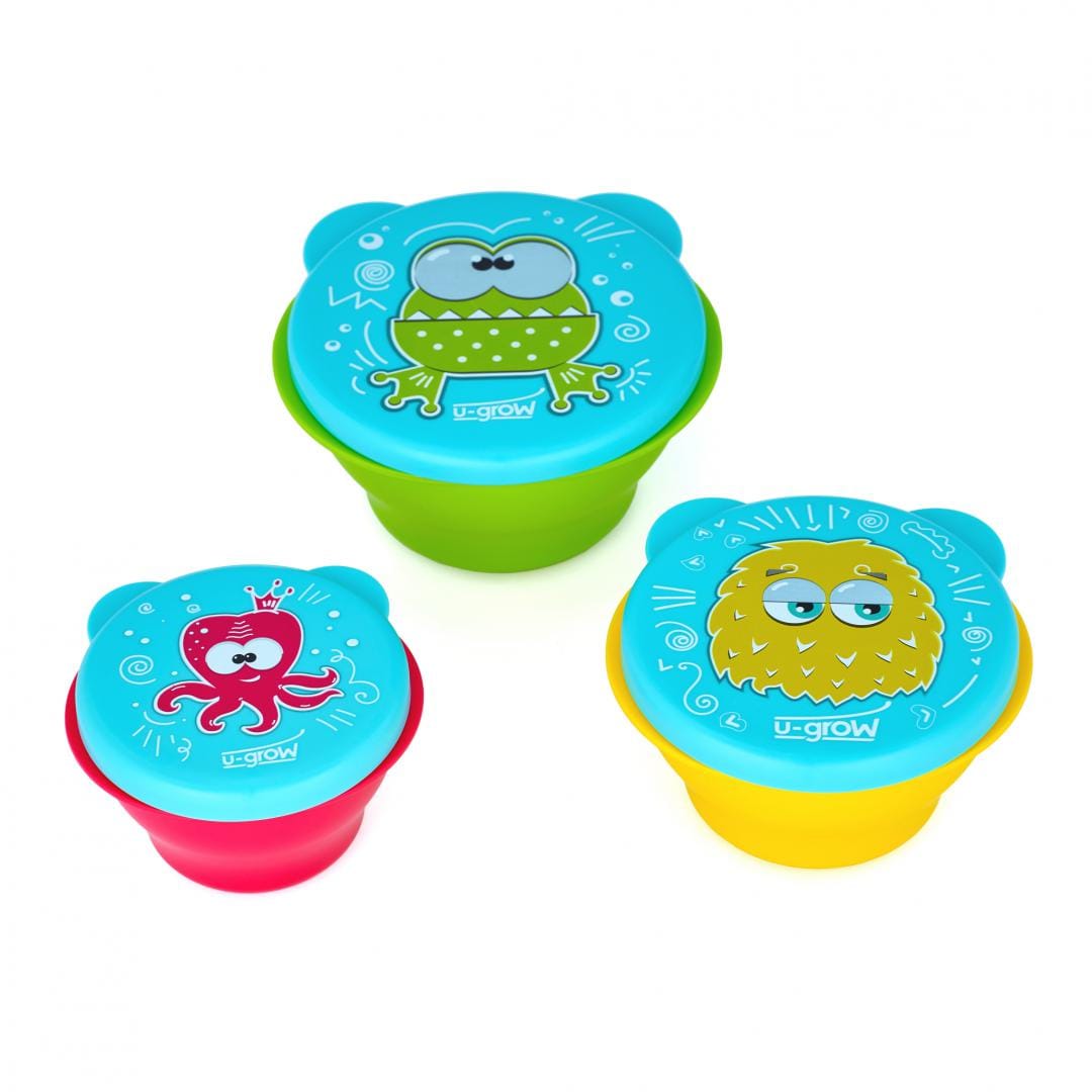 U-Grow Alimentație bebe Set Boluri cu Capac U-Grow A-1550 | 3 Piese, 160ml, 240ml, 340ml