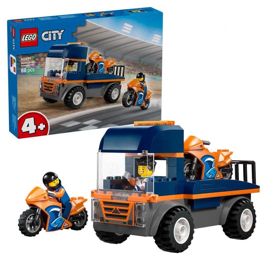 Lego Jucării Set Constructie LEGO City 60491 | Transportor Motociclete, Vehicul, Cadou